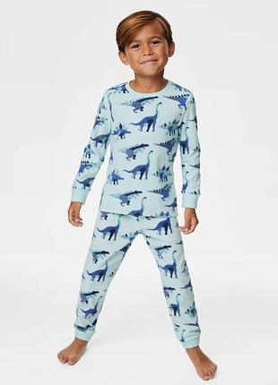 M&amp;s collection  fleece dinosaur pyjamas флисовая пижама, размер 7-8 лет