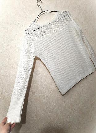 Турецька гарна кофта біла в'язана ажурна горловина-човник р48/50 жіноча повсякденна