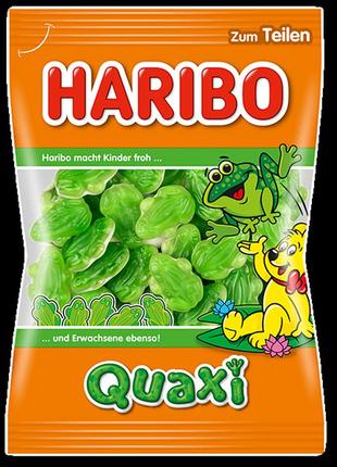 Конфеты желейные haribo quaxi (лягушки), 175г, германия, жевательные мармеладные конфеты жабки