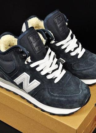 Кроссовки женские new balance 574 high blue &amp; white winter5 фото