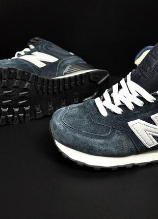 Кроссовки женские new balance 574 high blue &amp; white winter4 фото