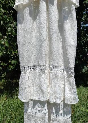 Очаровательное белое гипюровое ярусное платье love triangle4 фото