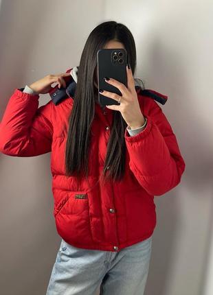 Пуховик polo ralph lauren красный дутая куртка поло короткая теплая с капюшоном дутик3 фото