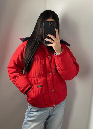 Пуховик polo ralph lauren красный дутая куртка поло короткая теплая с капюшоном дутик5 фото