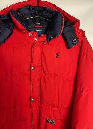 Пуховик polo ralph lauren красный дутая куртка поло короткая теплая с капюшоном дутик4 фото