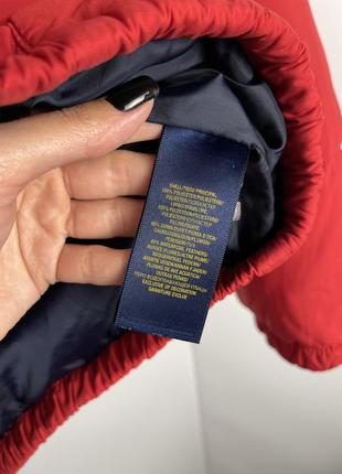 Пуховик polo ralph lauren красный дутая куртка поло короткая теплая с капюшоном дутик8 фото