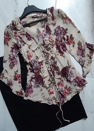 Милая  кофта с  рюшами шелковая воздушная блуза нежная блуза  вискоза  s  m