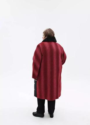 Красивое зимнее женское пальто с мутоновым воротником, батальные размеры2 фото