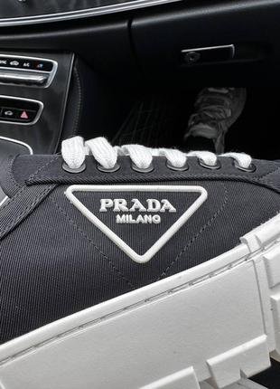 Женские кроссовки prada double wheel nylon gabardine black premium9 фото