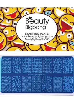 Пластина для стемпинга beautybigbang xl-083 смайлики для декора ногтей