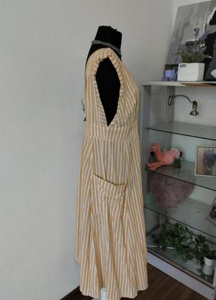 Стильное льняное платье/ сарафан со стороны кармана, трапеция меди, открытая спинка2 фото