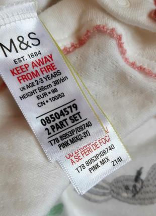 Чоловічок m&amp;s англія бавовняний трикотажний боді піжама зайчики на 2-3 роки4 фото