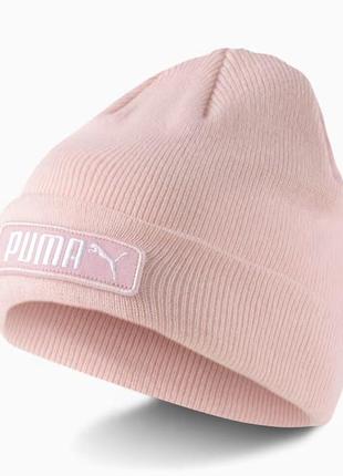 Шапка спортивная puma classics cuff beanie 023434 03 (розовый, акрил, двослойная, теплая, зимняя, лого пума)