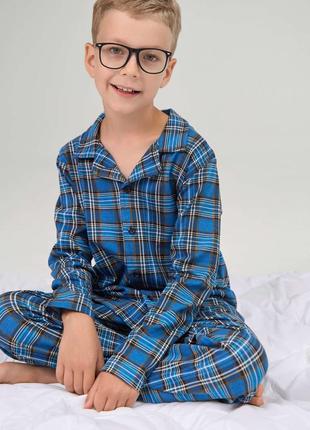 Пижама на мальчика в клеточку на пуговицах 89930 размер 8-9, 10-11, 12-13, 14-15