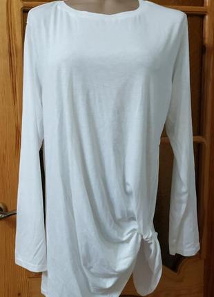 Новая белая удлиненная блуза туника длинный рукав л2 фото
