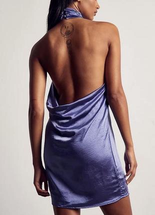 Сатиновое лиловое платье с открытой спиной misspap2 фото