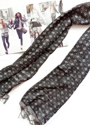 Черно-серый шарф в ромбики2 фото