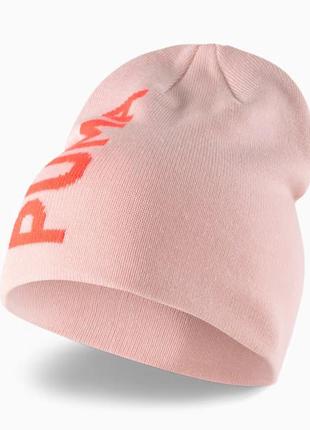 Шапка спортивна puma ess classic cuffless beanie 023433 04 (рожевий, акрил, двошарова, зимова, лого пуму)