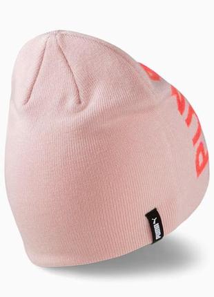 Шапка спортивная puma ess classic cuffless beanie 023433 04 (розовый, акрил, двослойная, зимняя, лого пума)2 фото