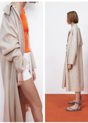 ♥️1+1=3♥️ zara жіноче пальто із шерсті та льону5 фото