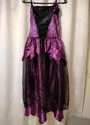 Шикарное атласное платье отъемы ведьмочки платья на 11-12 лет геловин хеллоуин хелловин хеловин геловин