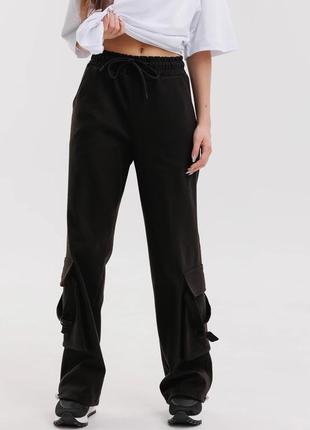 Утепленные брюки карго для девочки размер 134, 140, 146, 152, 158, 164 черные
