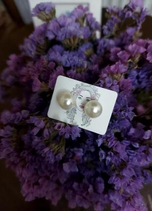 Біжутерія перлини 10 мм  сережки цвяшки кульки перламутрові купити кремові перлини беж