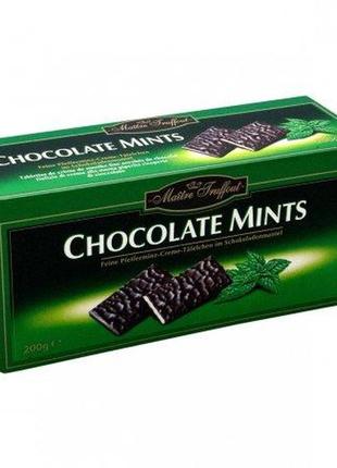 М'ятні шоколадні цукерки chocolate mints, 200г, чорний шоколад з м'ятою maitre truffout chocolate mints