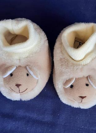 Пинетки baby-baby h&m швеция теплые меховые милые медвежата на рост 50-56 см