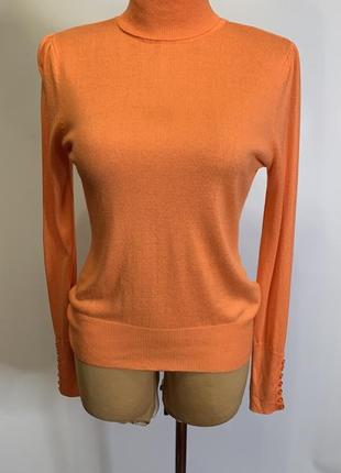 Оранжевый свитер-гольф с кашемиром