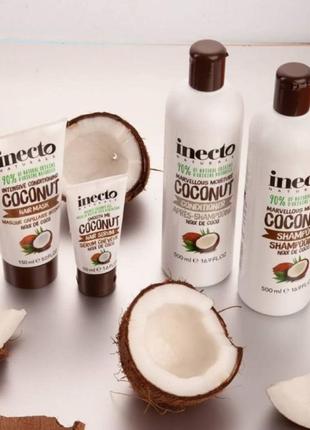 Питательный кондиционер и маска для волос с маслом кокоса inecto naturals coconut conditioner