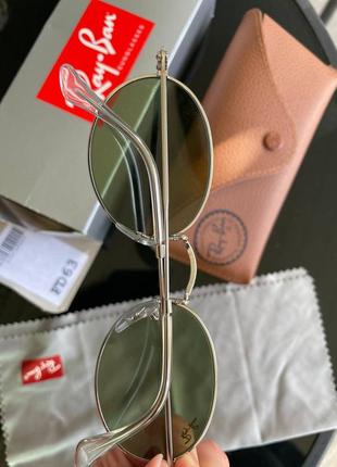 Почти новые унисекс солнцезащитные очки ray-ban rb 3547 001/31 green, в серебряной оправе, овальные3 фото