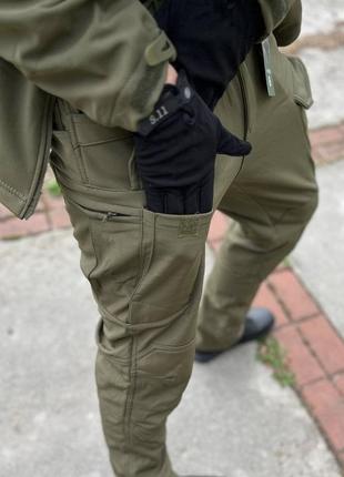Тактическая военная форма олива софтшел softshell костюм брюки и куртка xl5 фото
