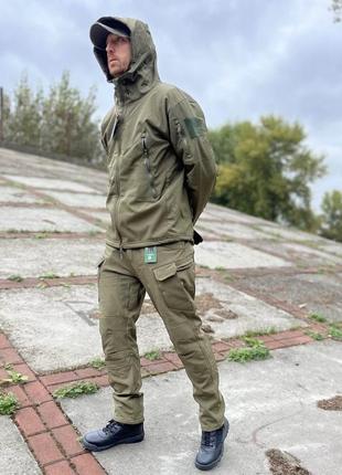 Тактическая военная форма олива софтшел softshell костюм брюки и куртка xl2 фото
