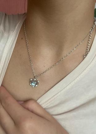 Подвеска сердце кристаллы цепочка кулон сердечко 5