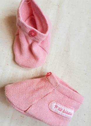 Пинетки p'tit bisou франция хлопковые трикотажные носочки на 1-3 месяца2 фото