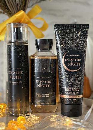 Набір bath and body works гель для душу, крем, спрей into the night оригінал1 фото