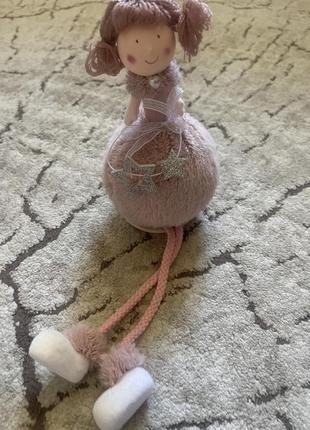 Кукла текстильная новогодняя 20 см с висячими ножками "kg"1 фото