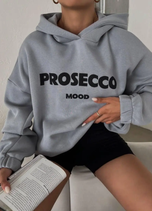 Батник жіночий худи prosecco тринитка на флісі 42-46 oversized 2plgu1464-373iве