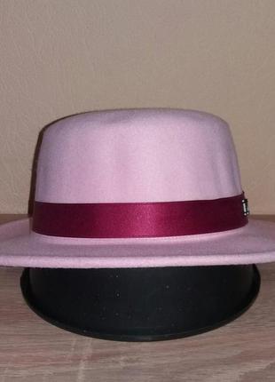 Фетровий капелюх жіночий канотьє в стилі maison michel рожева2 фото