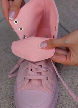 Високі кеди черевики вельветові рожеві пудрові5 фото