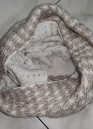 Женский вязянный шеостяной шарф хомут снуд w-luxury9 фото