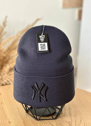 Шапка ny лопата двойная вязка с подворотом шерсть