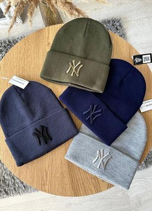 Шапка ny лопата двойная вязка с подворотом шерсть