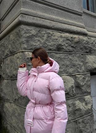 Теплый водонепроницаемый зимний пуховик / зимняя куртка с поясом8 фото