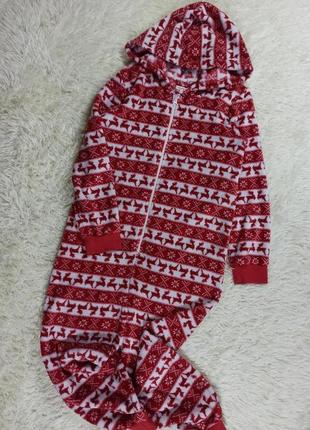 Тёплая махровая пижама человечек с оленями девочке или мальчику.1 фото