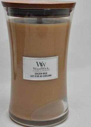 Ароматична свічка з ароматом молока і спецій woodwick large golden milk 609г