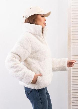 Молочная теплая куртка тедди2 фото