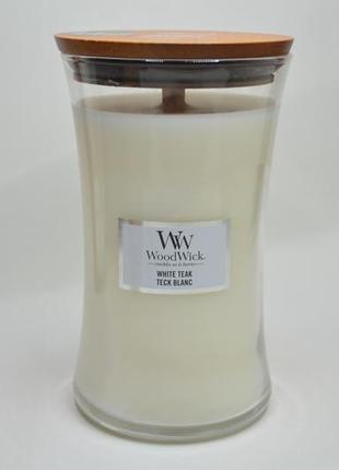 Ароматична свічка з ароматом сандалового дерева і дуба woodwick large white teak 609 г