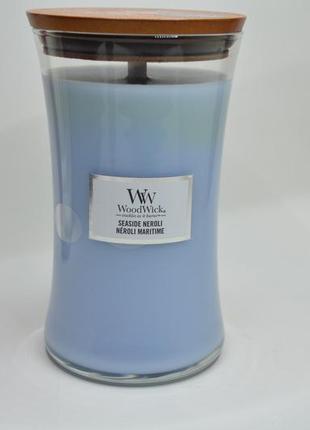 Ароматична свічка з ароматом квітів неролі і мандарина woodwick large seaside neroli 609 г